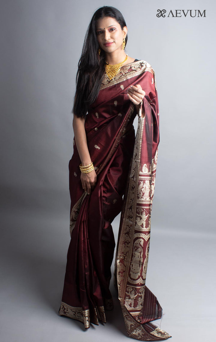 Pure Baluchari Silk Saree with Silk Mark - 3738 - AEVUM