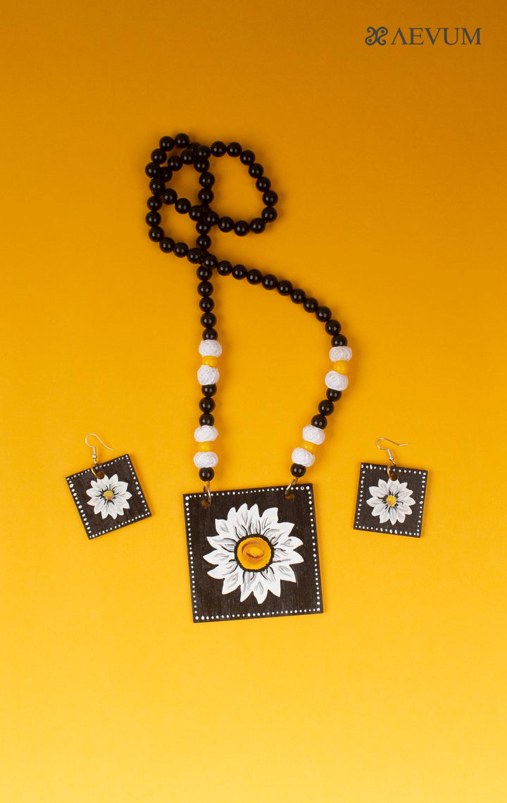Hand Painted Beaded Necklace Set - 3787 Jewellery AEVUM