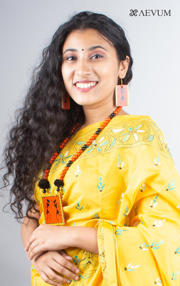 Hand Painted Beaded Necklace Set - 3799 Jewellery AEVUM
