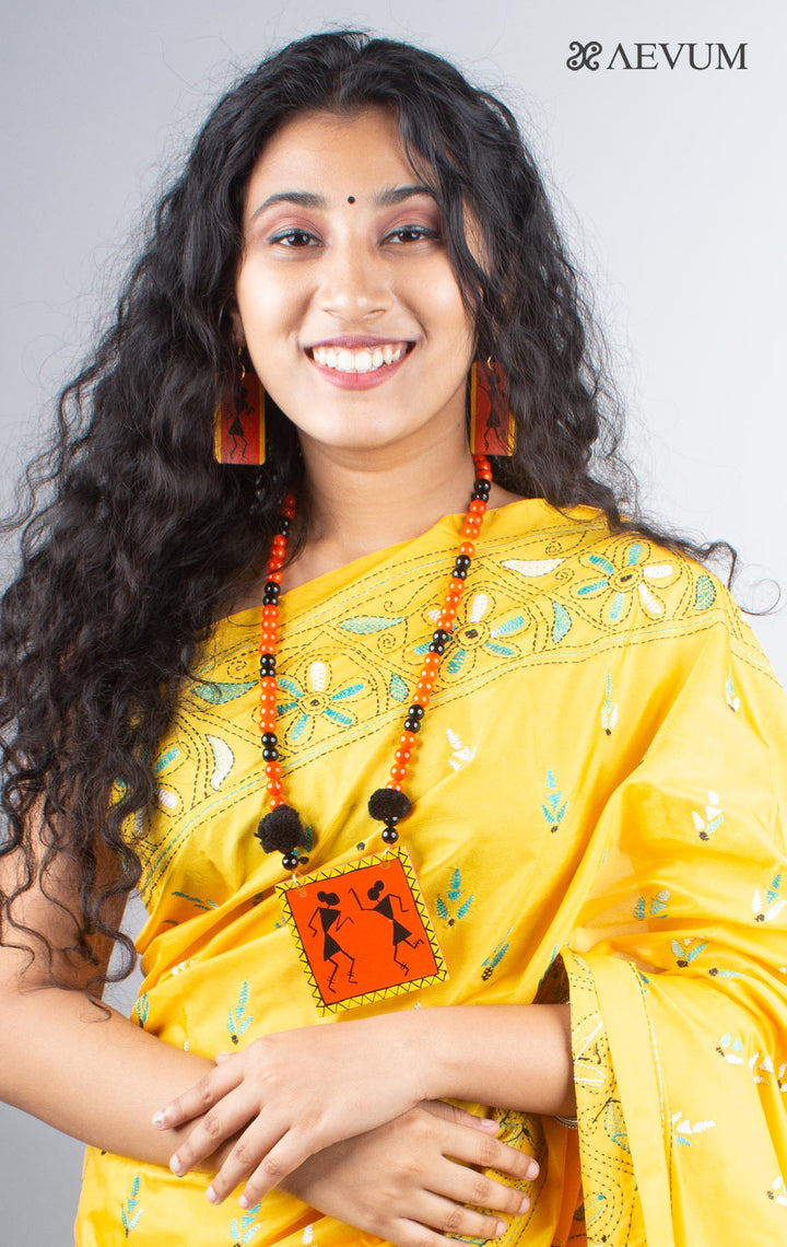 Hand Painted Beaded Necklace Set - 3799 Jewellery AEVUM