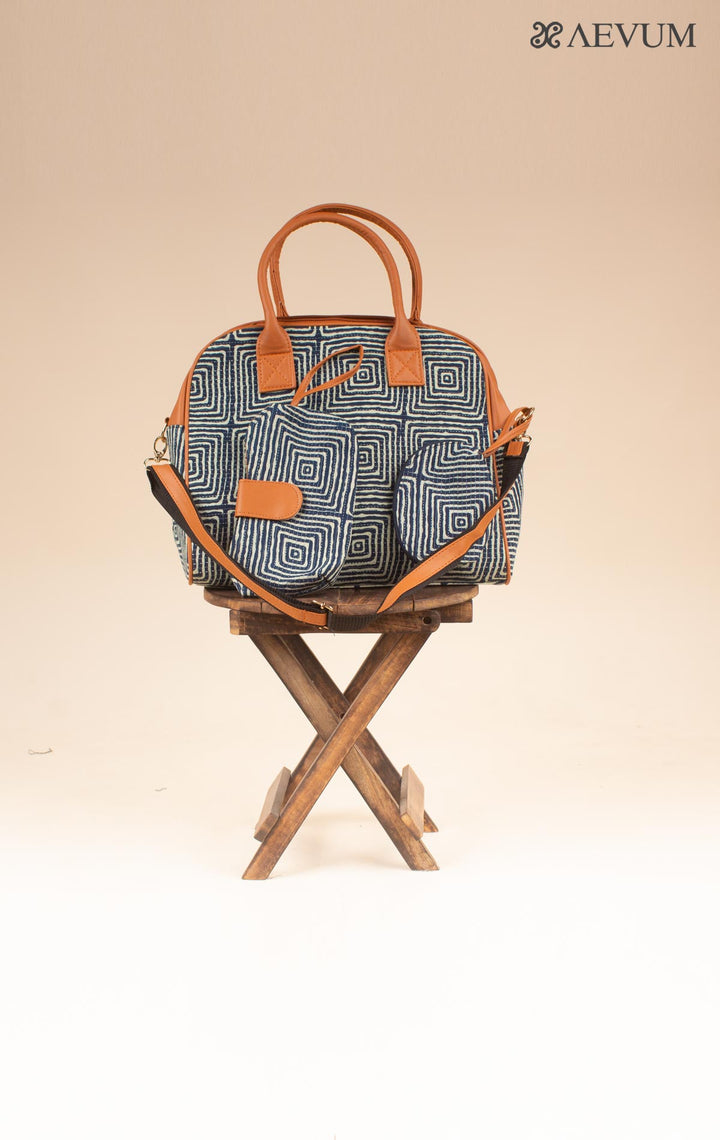 Ikkat Design Fabric Duffle Bag Combo - 3860 - AEVUM