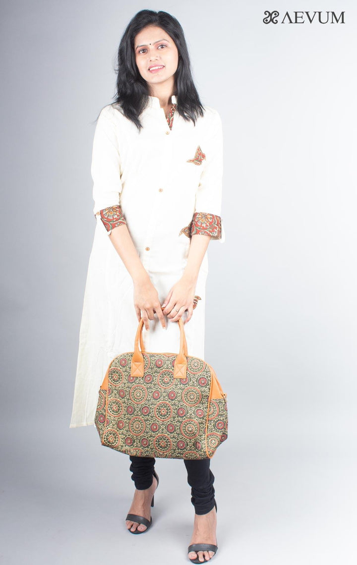 Ajrakh Print Fabric Fabric Duffle Bag - 3862 Bags AEVUM 2   