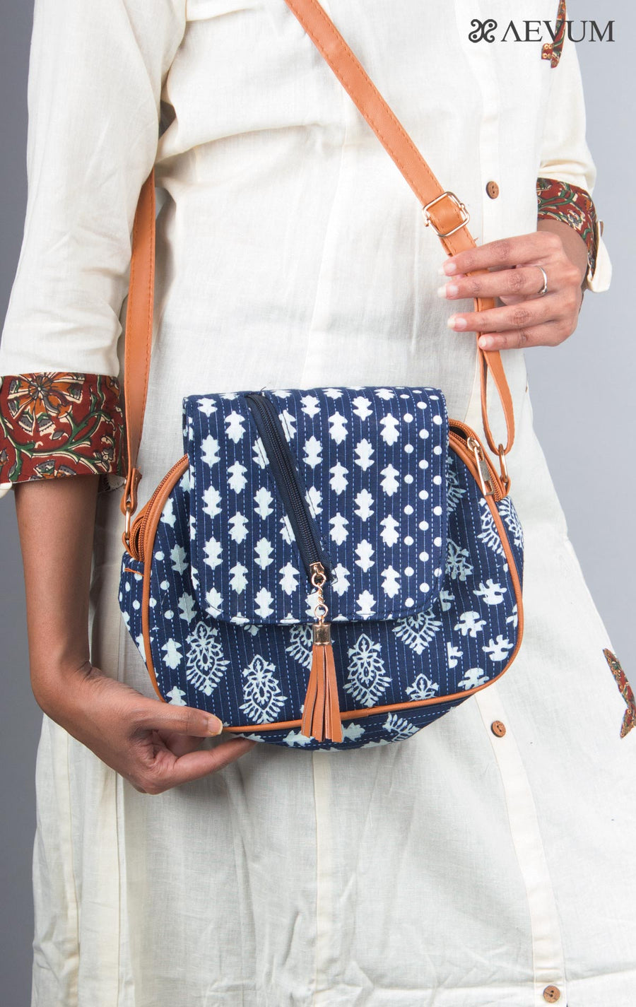 Ikkat Design Fabric Sling Bag - 3866 Bags AEVUM