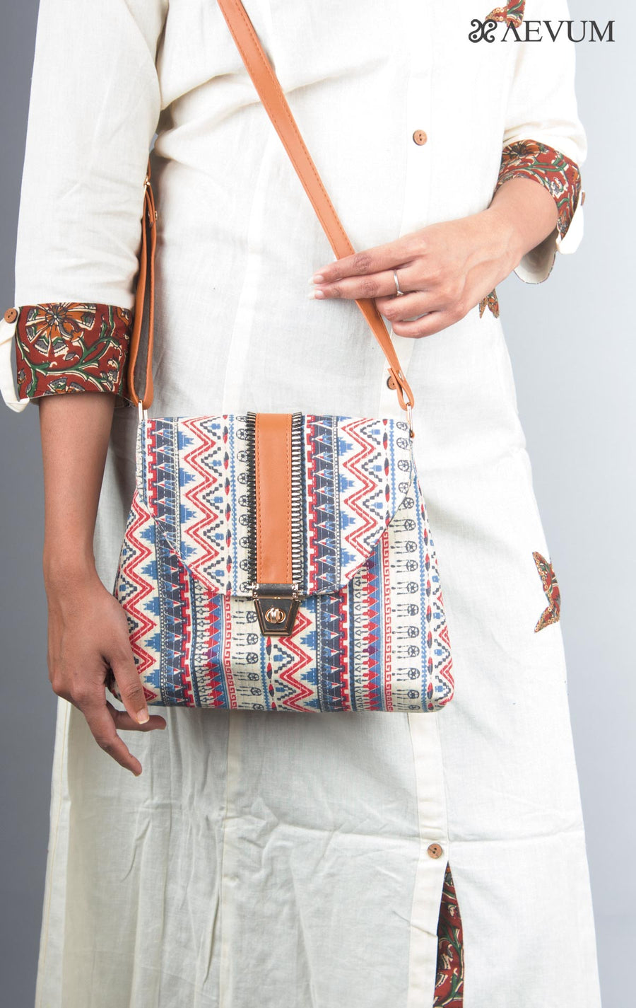 Ikkat Design Fabric Sling Bag - 3872 Bags AEVUM