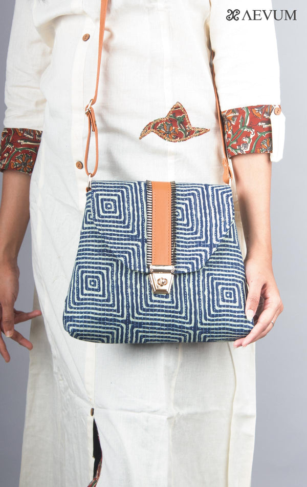 Ikkat Design Fabric Sling Bag - 3876 Bags reema   