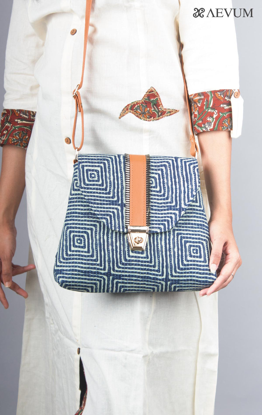 Ikkat Design Fabric Sling Bag - 3876 Bags AEVUM