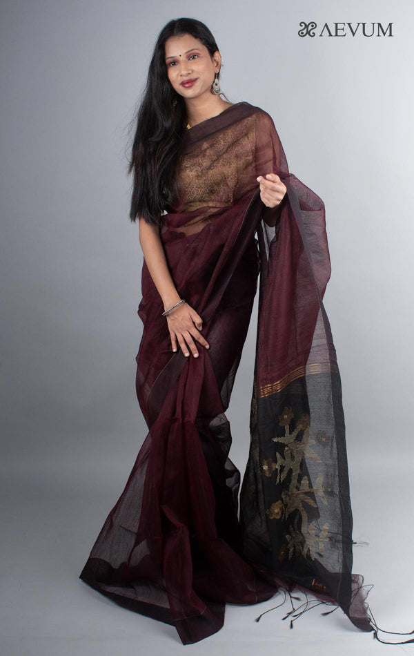 Silk Linen Saree with Blouse Piece - 3975 Saree Riya's Collection   