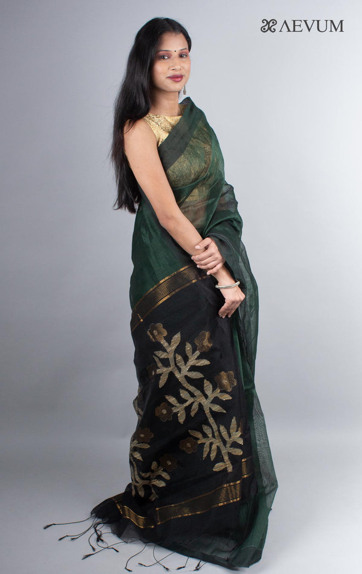 Silk Linen Saree with Blouse Piece - 3977 - AEVUM