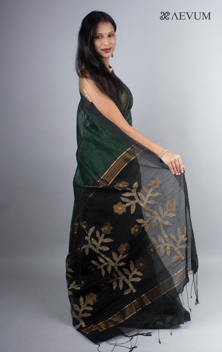Silk Linen Saree with Blouse Piece - 3977 Saree Riya's Collection   