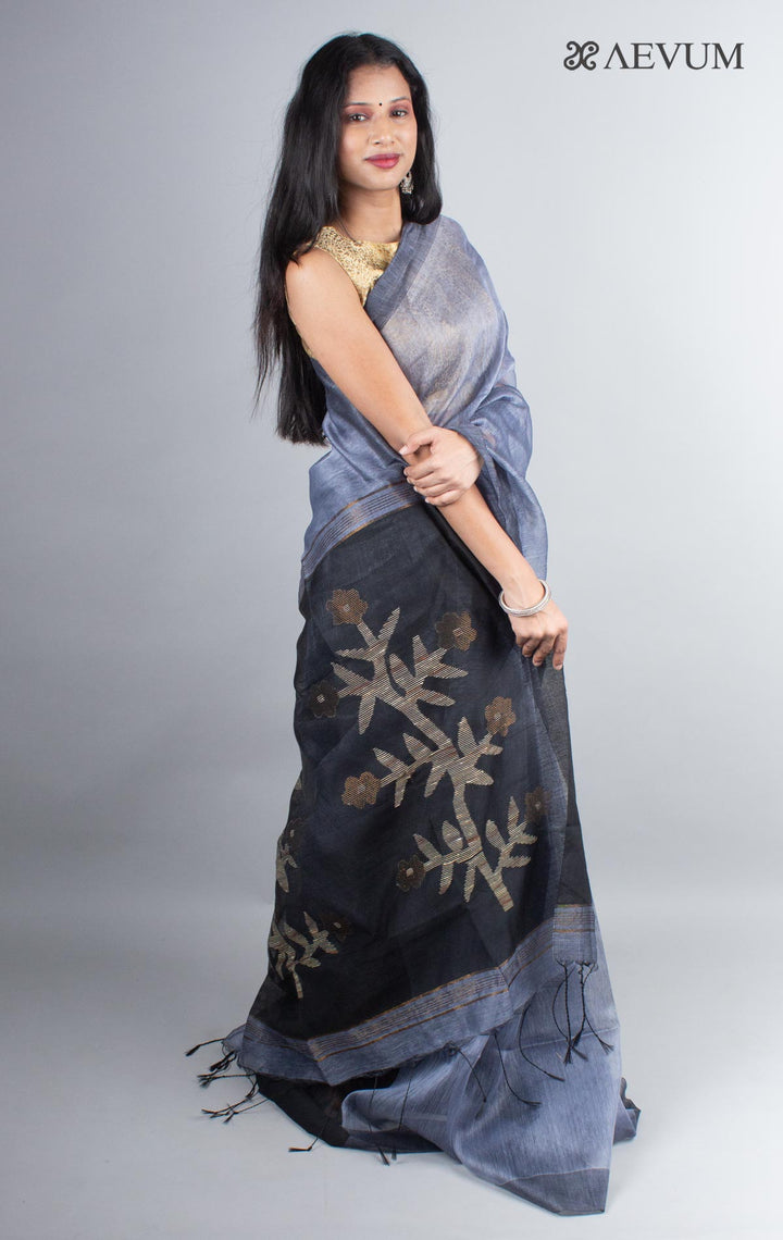 Silk Linen Saree with Blouse Piece - 3978 Saree AEVUM   