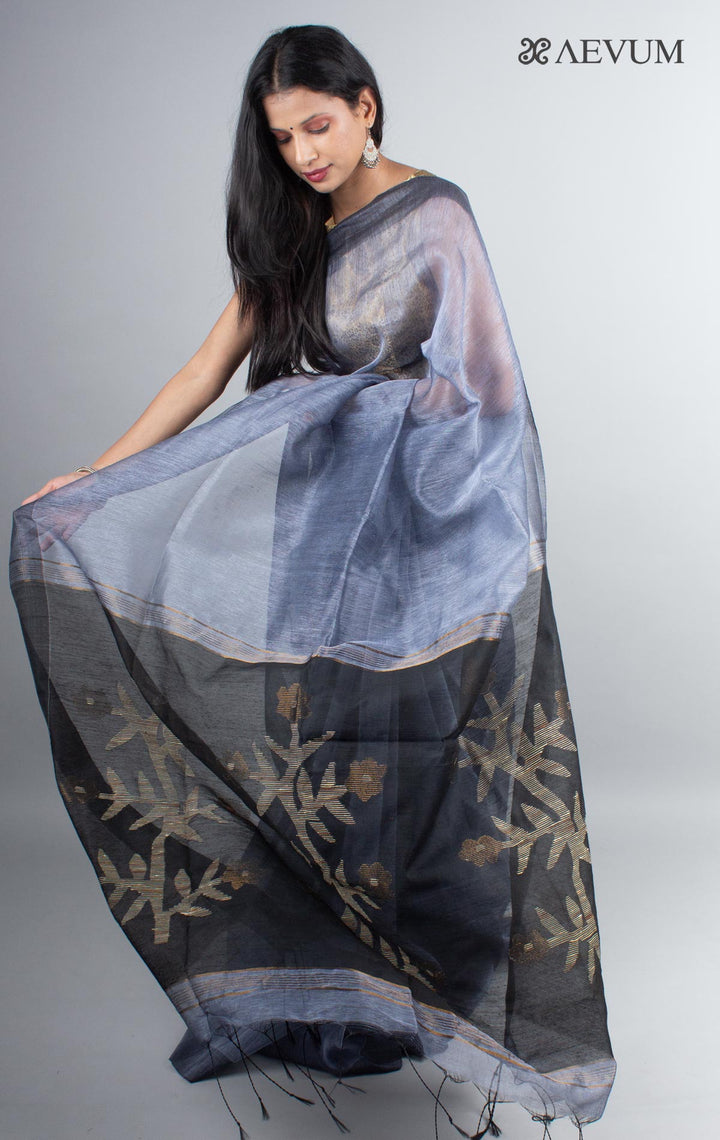 Silk Linen Saree with Blouse Piece - 3978 Saree AEVUM   