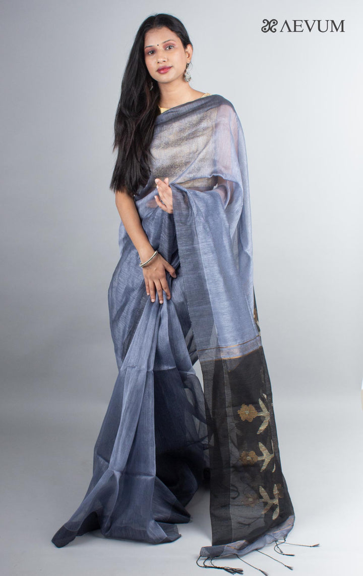 Silk Linen Saree with Blouse Piece - 3978 - AEVUM