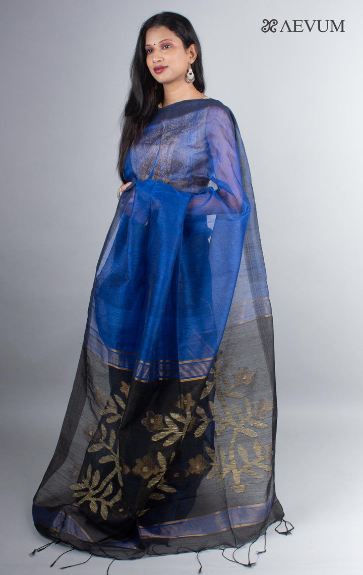 Silk Linen Saree with Blouse Piece - 3980 Saree Riya's Collection   