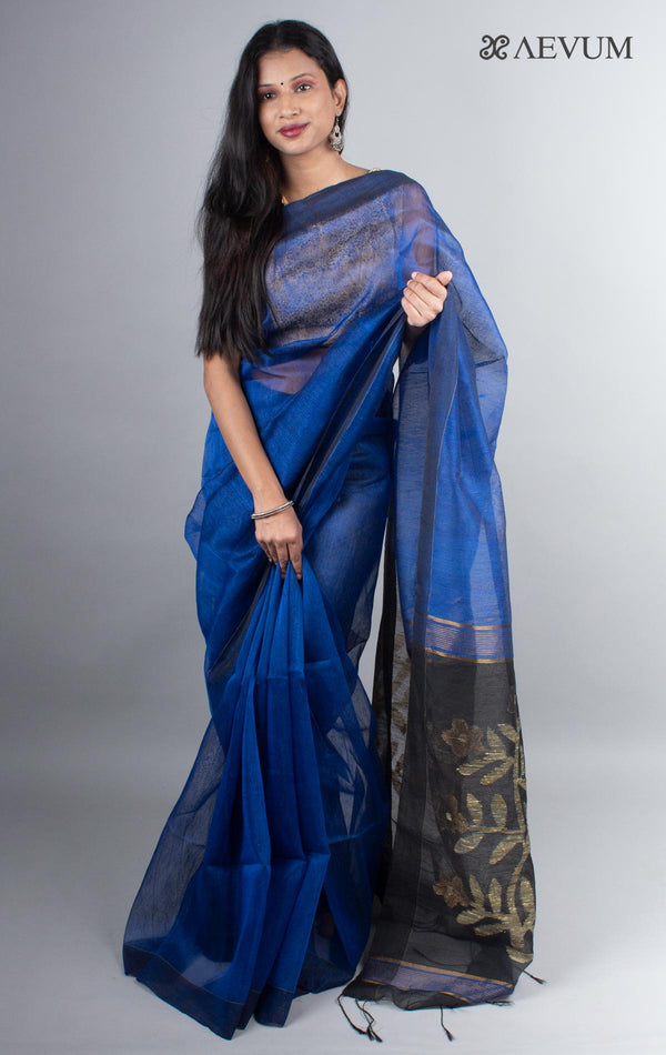 Silk Linen Saree with Blouse Piece - 3980 - AEVUM