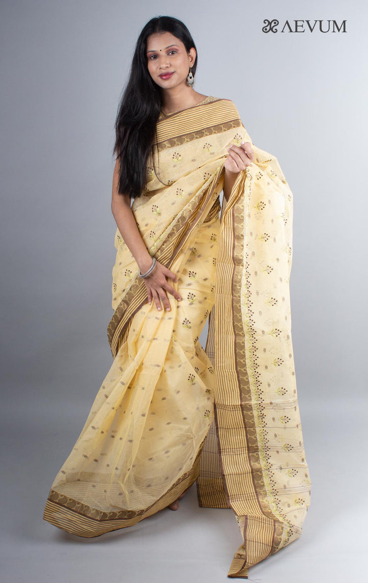 Bengal Cotton Tant Saree with Embroidery - 3988 Saree AEVUM
