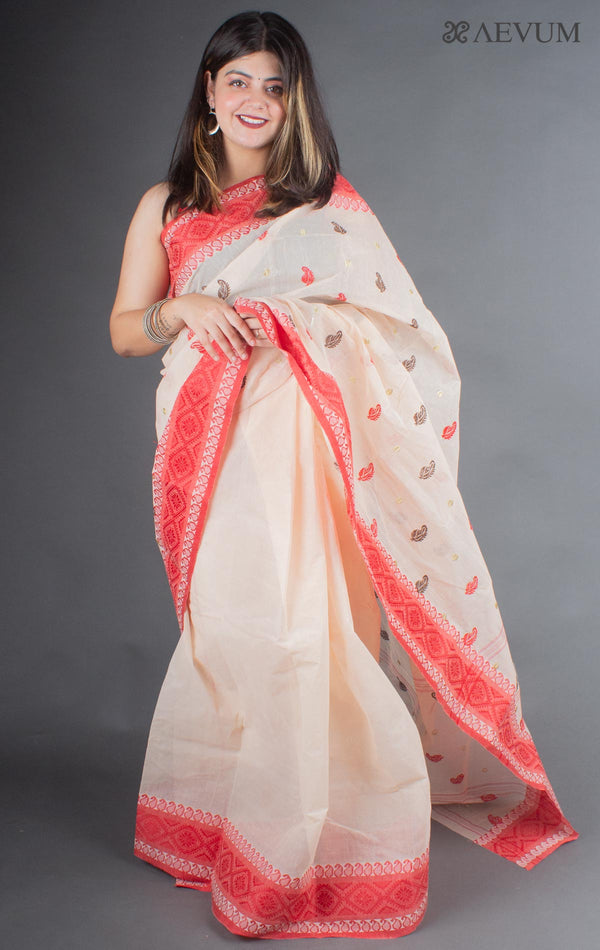 Bengal Cotton Tant Saree with Embroidery - 3989 - AEVUM