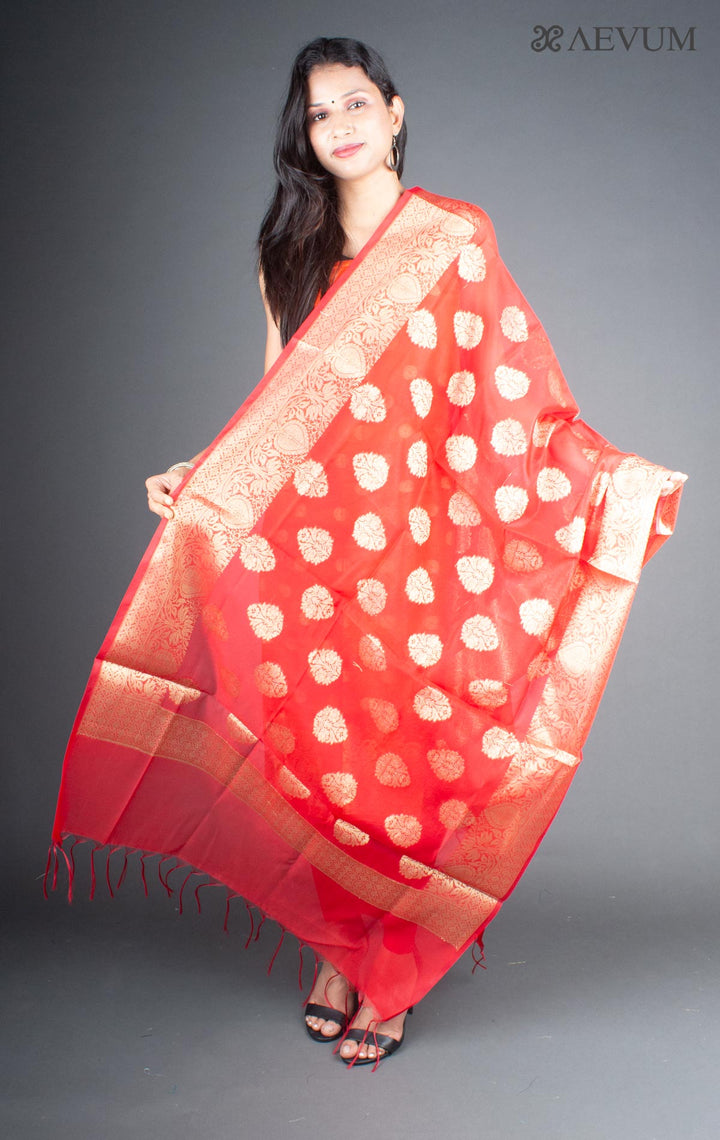 Red Unstitched Banarasi Silk Kurta Set - 5749 Dress Material Aditri   