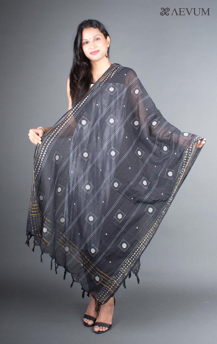 Unstitched Handloom Cotton Ikkat Dress Material with Dupatta - 5764 - AEVUM