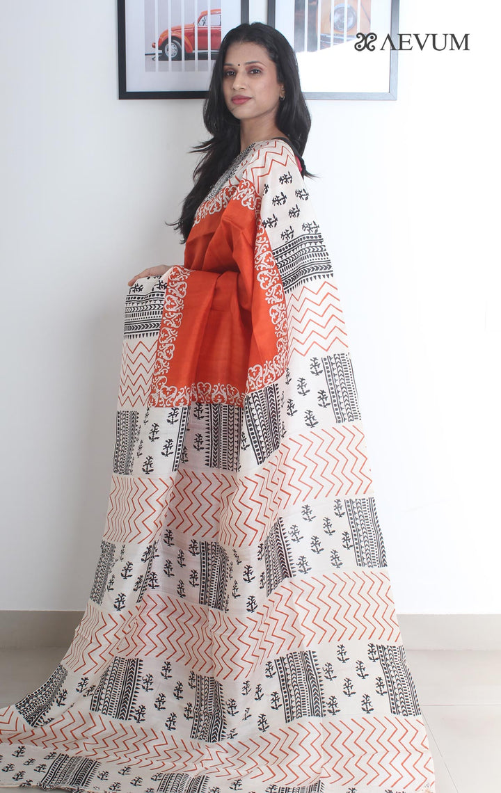 Three Ply Murshidabad Pure Silk With Blouse Piece - 1786 - AEVUM