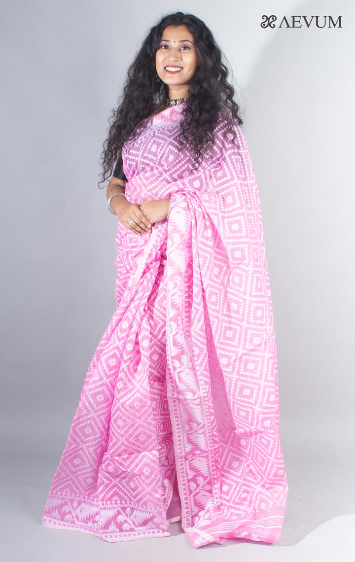 Bangladeshi Jalbandi Jamdani Saree without Blouse Piece - 4133 - AEVUM