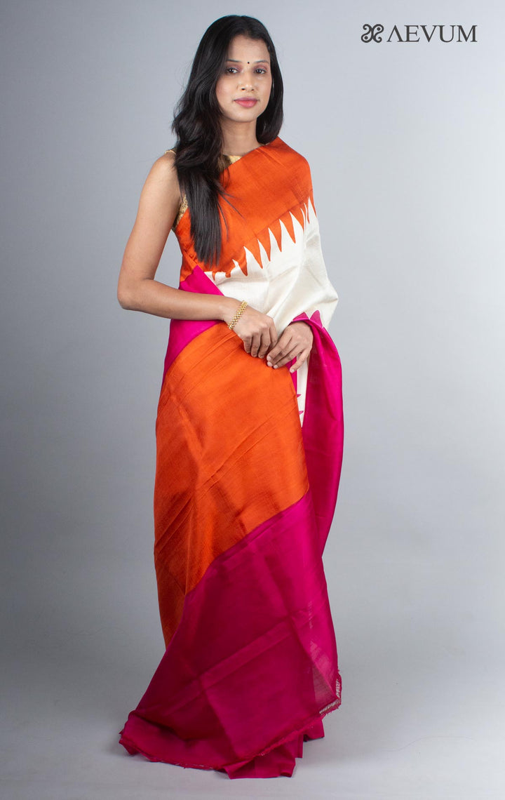 Bishnupur Hand Painted Pure Silk Saree with Blouse Piece - 4255 - AEVUM
