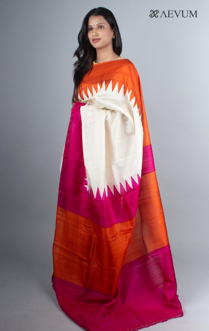 Bishnupur Hand Painted Pure Silk Saree with Blouse Piece - 4255 Saree Riya's Collection   