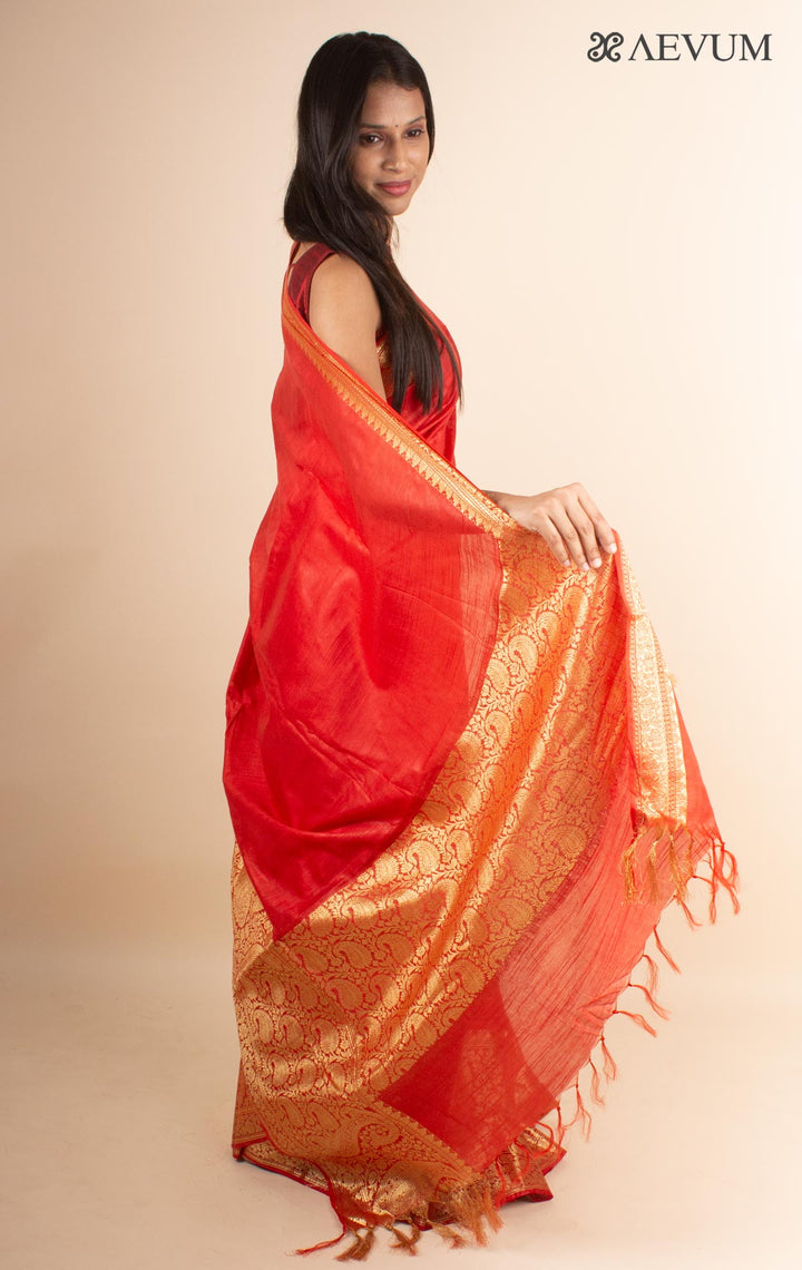 Banarasi Saree with Golden Zari Work - 4374 - AEVUM