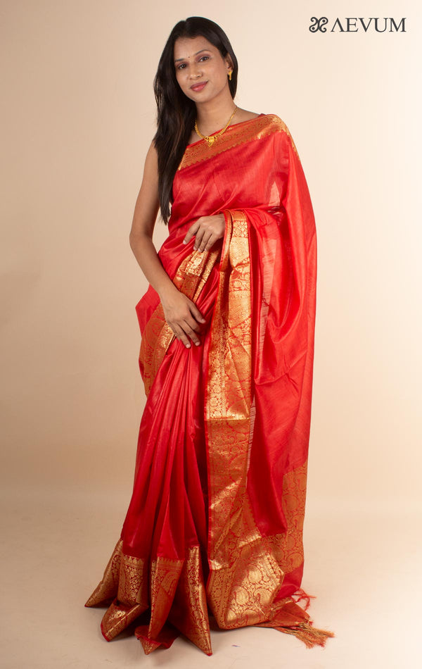 Banarasi Saree with Golden Zari Work - 4374 - AEVUM