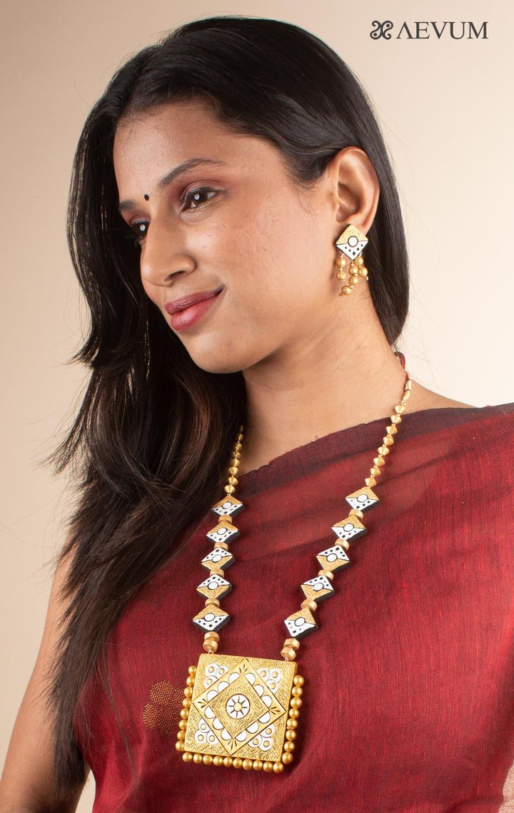 Terracotta Handmade Necklace Set - 4395 - AEVUM