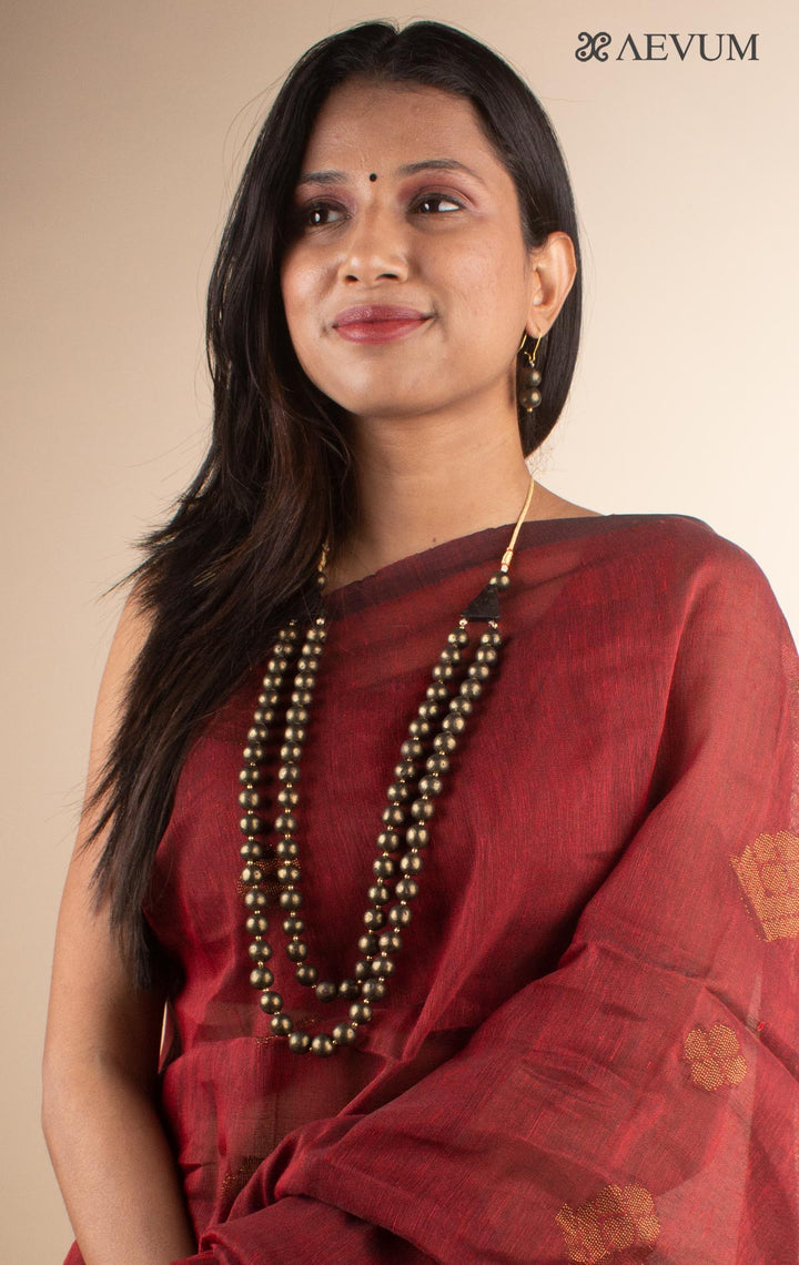 Beaded Terracotta Handmade Necklace Set - 4396 Jewellery AEVUM 2   