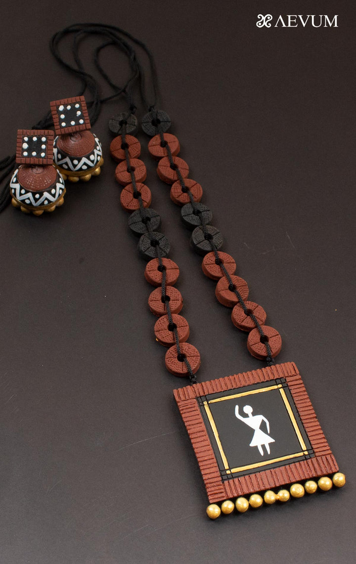 Terracotta Handmade Necklace Set - 4412 - AEVUM
