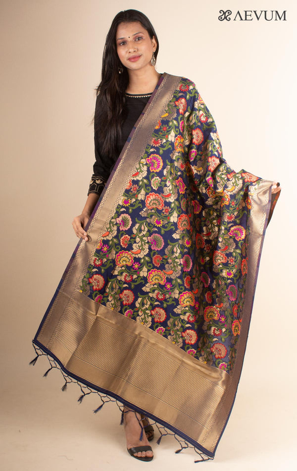 Banarasi Floral Motif Alfi  Katan Silk Dupatta - 4422 - AEVUM