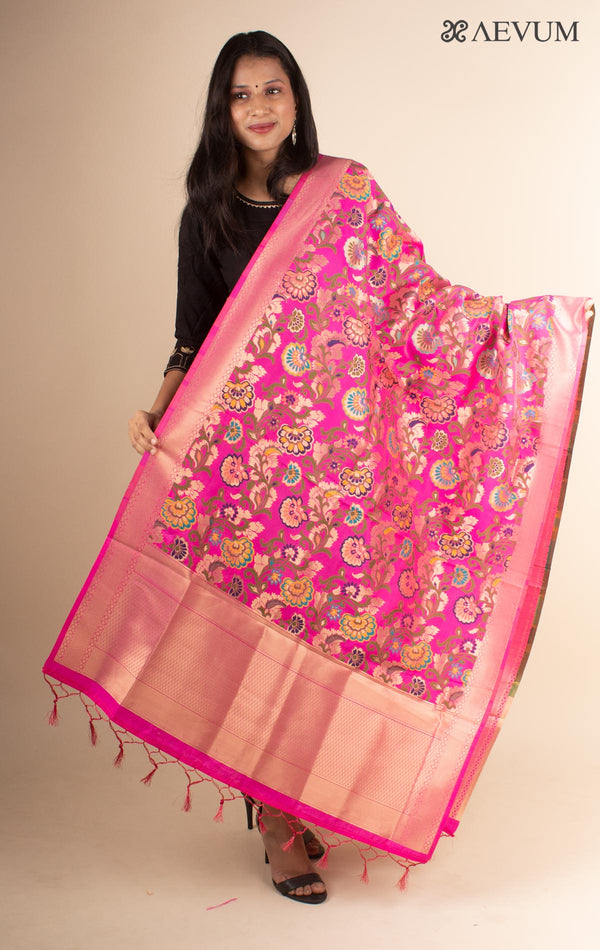 Banarasi Floral Motif Alfi Katan Silk Dupatta - 4423 - AEVUM