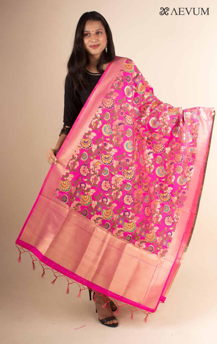 Banarasi Floral Motif Alfi Katan Silk Dupatta - 4423 - AEVUM