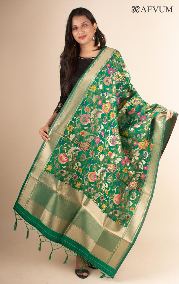 Banarasi Floral Motif Alfi  Katan Silk Dupatta - 4427 - AEVUM