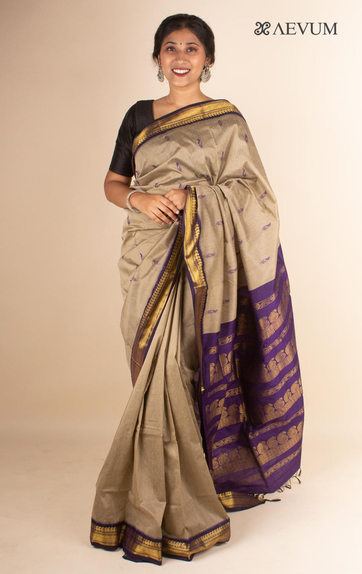 Kalyani South Cotton Silk Handloom Saree with Blouse Piece - 4470 - AEVUM