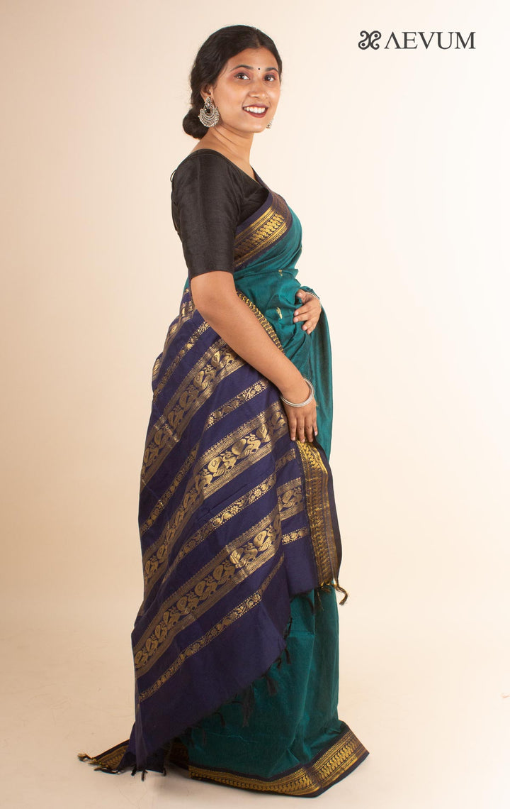 Kalyani South Cotton Silk Handloom Saree with Blouse Piece - 4473 - AEVUM