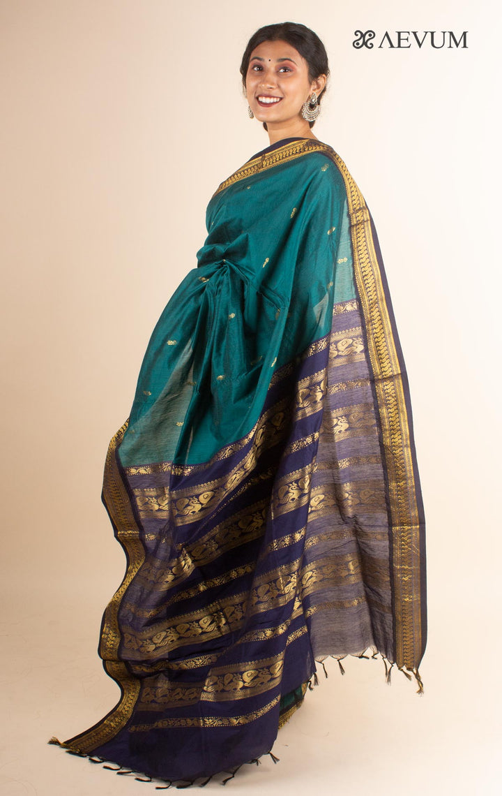 Kalyani South Cotton Silk Handloom Saree with Blouse Piece - 4473 - AEVUM