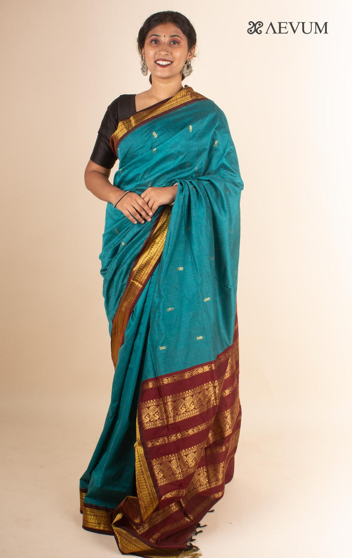 Kalyani South Cotton Silk Handloom Saree with Blouse Piece - 4475 - AEVUM