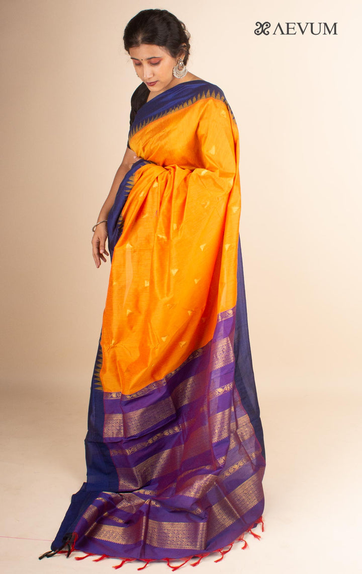 Kalyani South Cotton Silk Handloom Saree with Blouse Piece - 4479 - AEVUM