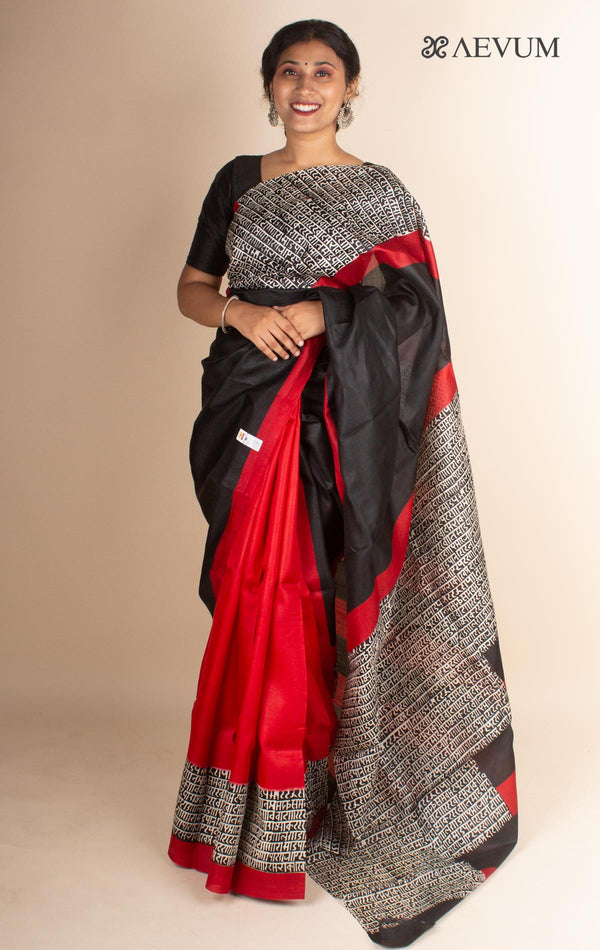 Three Ply Murshidabad Pure Silk with Blouse Piece and Silk Mark - 4493 - AEVUM