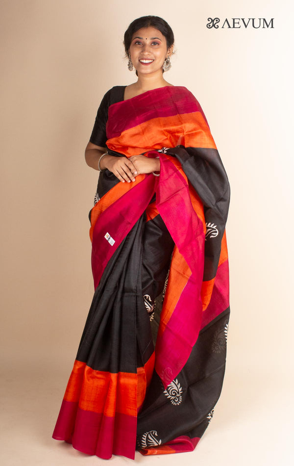 Three Ply Murshidabad Pure Silk with Blouse Piece and Silk Mark - 4495 - AEVUM