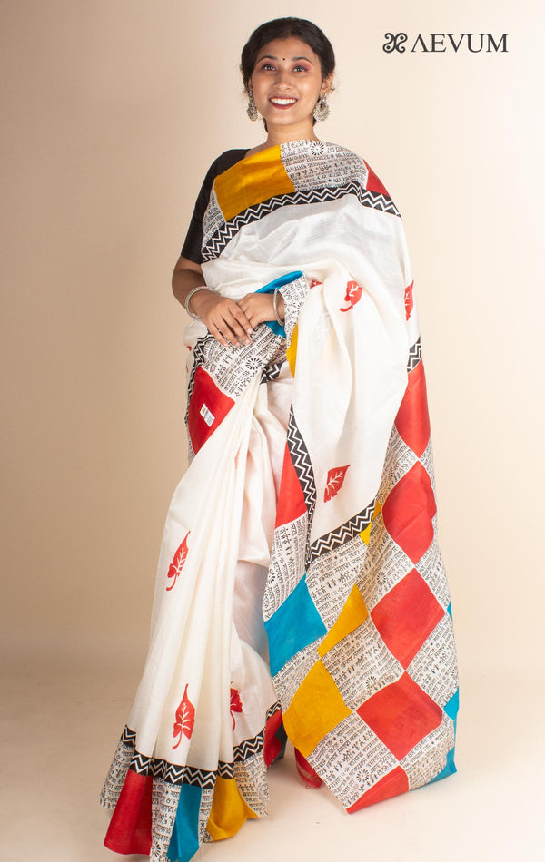 Three Ply Murshidabad Pure Silk with Blouse Piece and Silk Mark - 4496 - AEVUM