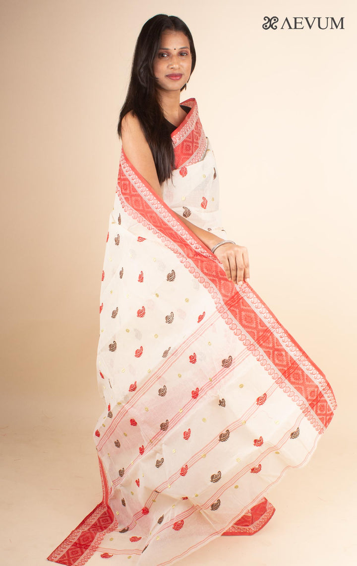 Bengal Cotton Tant Saree with Embroidery - 4604 - AEVUM