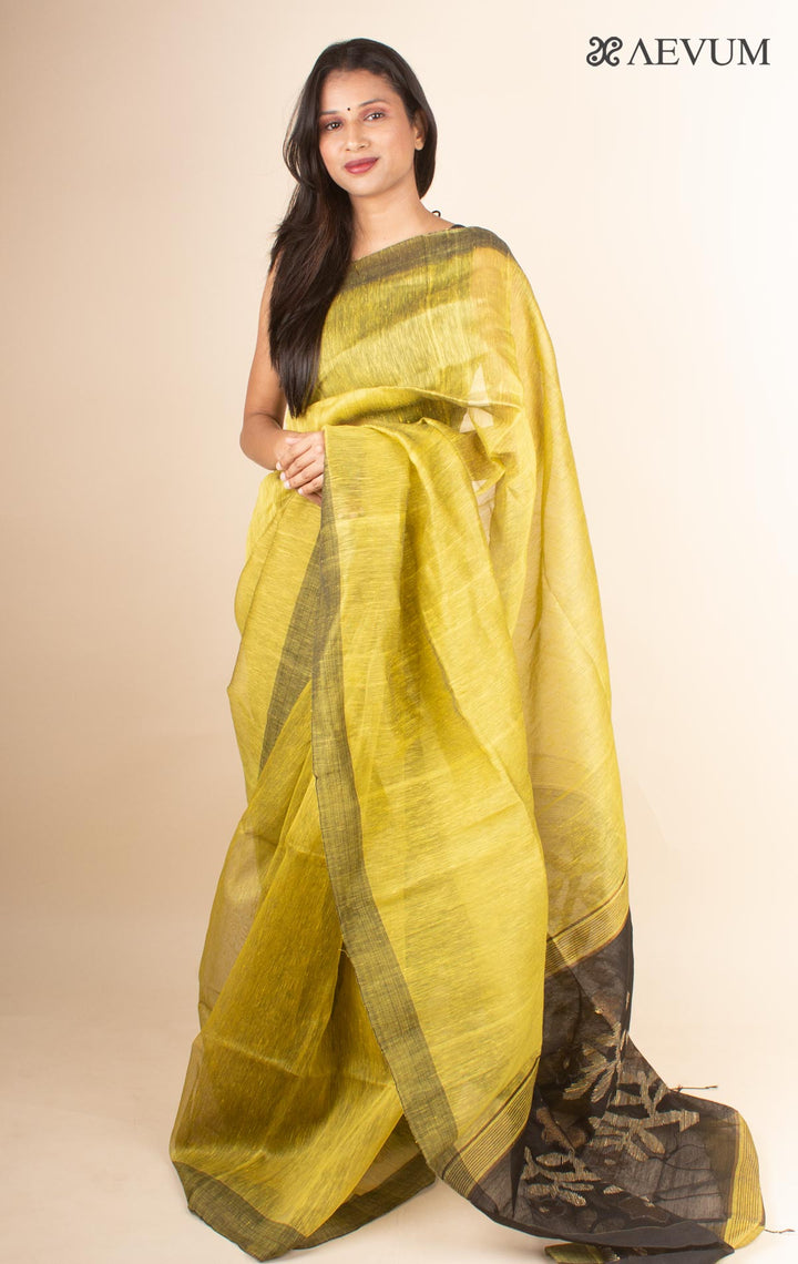 Silk Linen Saree with Blouse Piece-4608 Saree AEVUM   