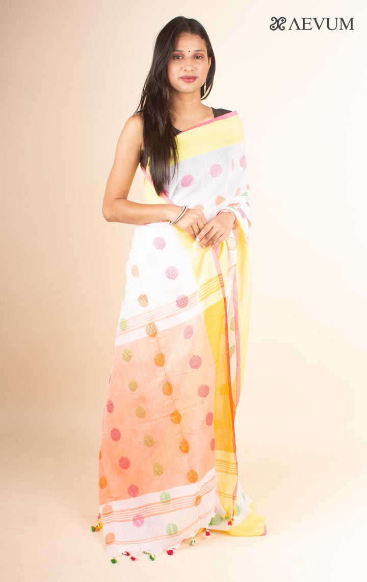 Begampuri Bengal Cotton Handloom Saree with Blouse piece - 4613 - AEVUM