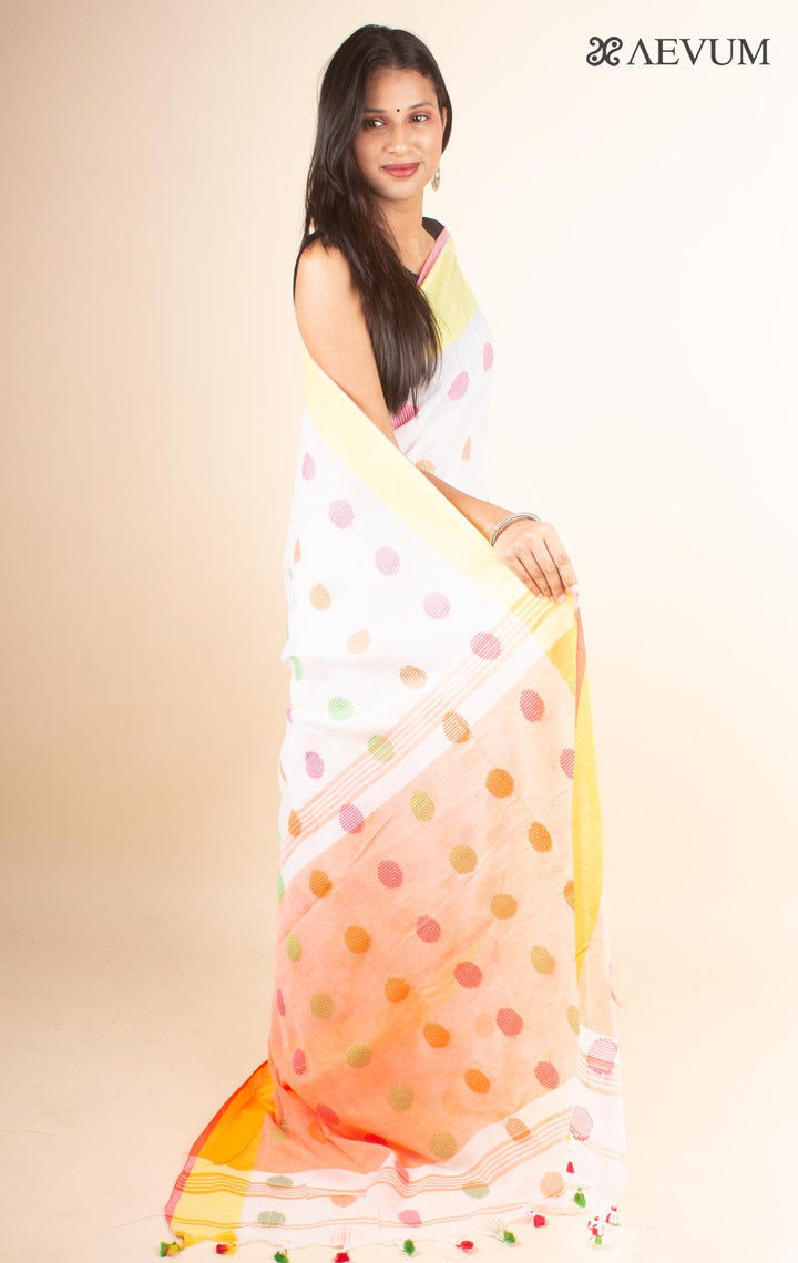 Begampuri Bengal Cotton Handloom Saree with Blouse piece - 4613 - AEVUM