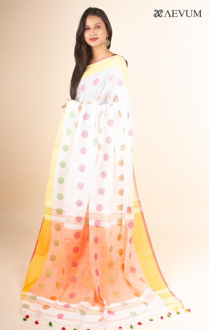 Begampuri Bengal Cotton Handloom Saree with Blouse piece - 4613 - AEVUM