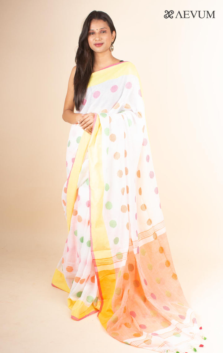 Begampuri Bengal Cotton Handloom Saree with Blouse piece - 4613 - AEVUM