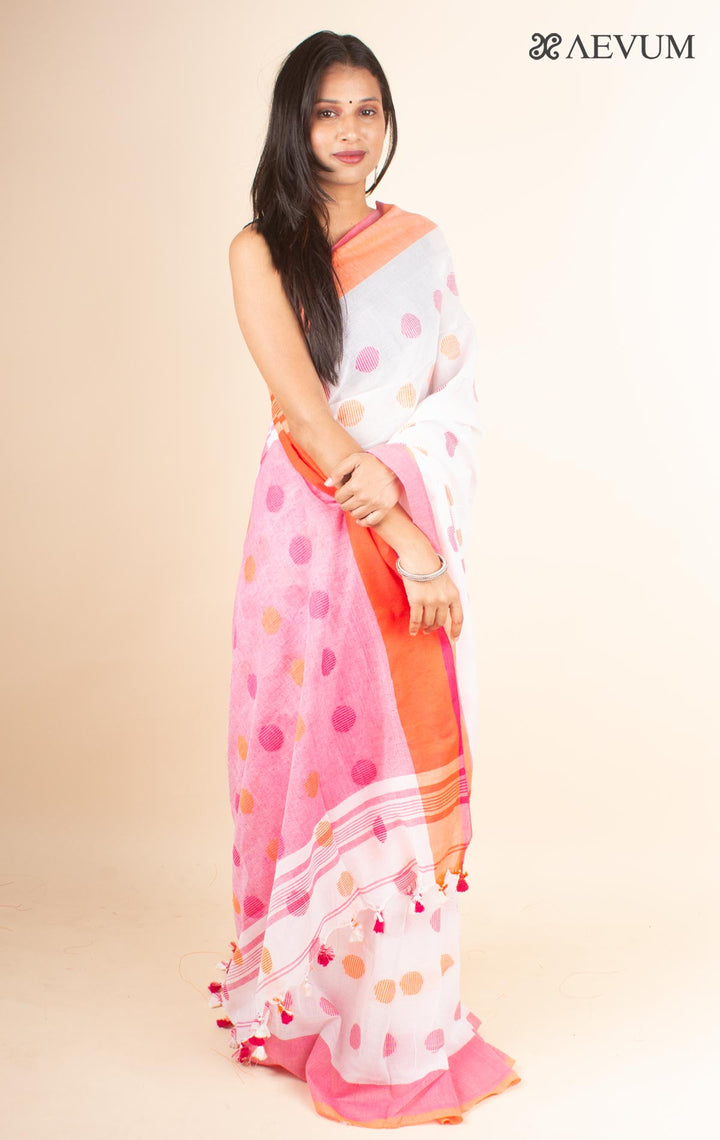 Begampuri Bengal Cotton Handloom Saree with Blouse piece - 4614 Saree AEVUM 2   